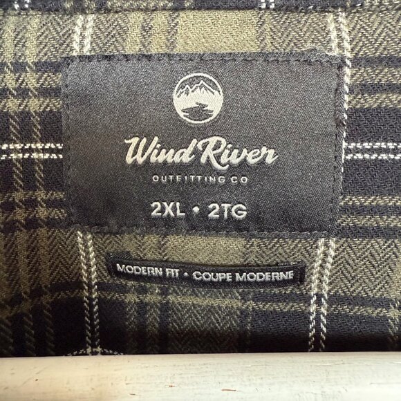 Windriver Green Flannel Western Plaid Snap Button Shirt - Picture 3 of 5